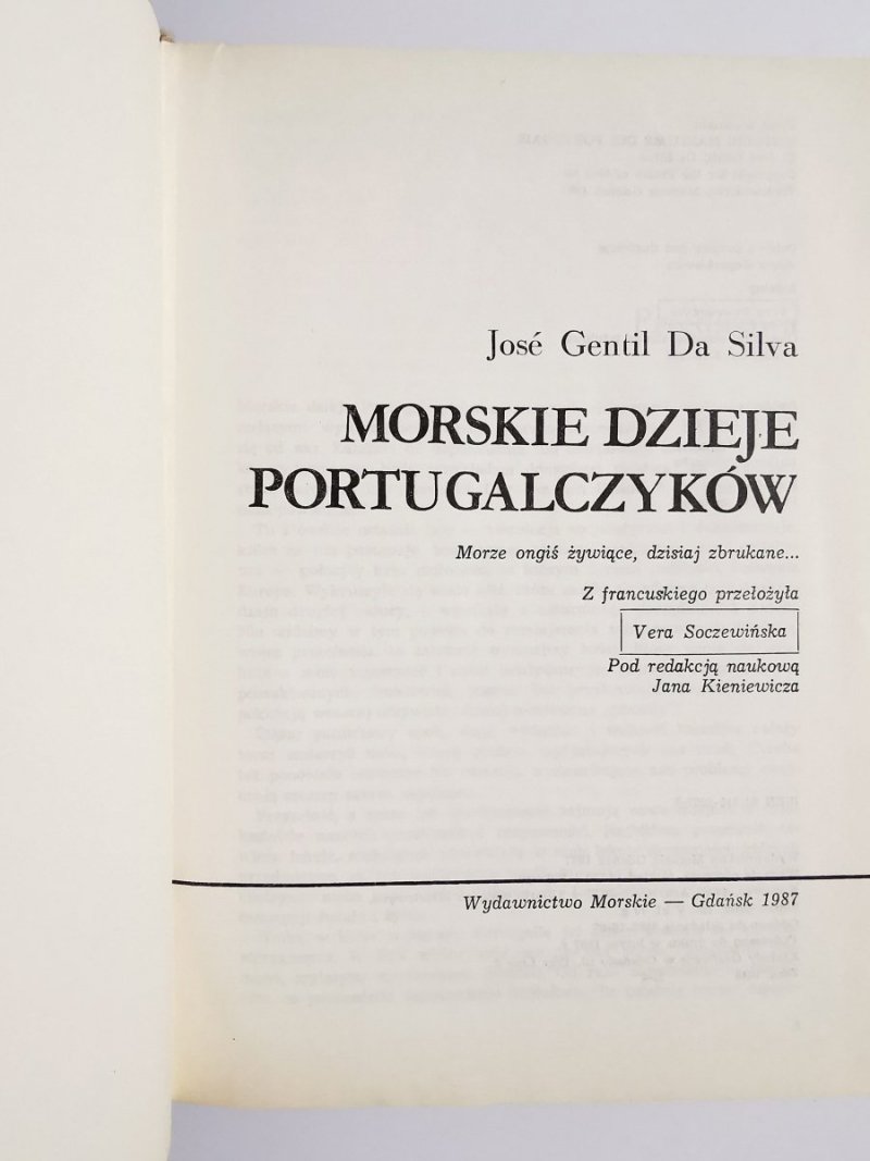 MORSKIE DZIEJE PORTUGALCZYKÓW - Jose Gentil Da Silva 1987