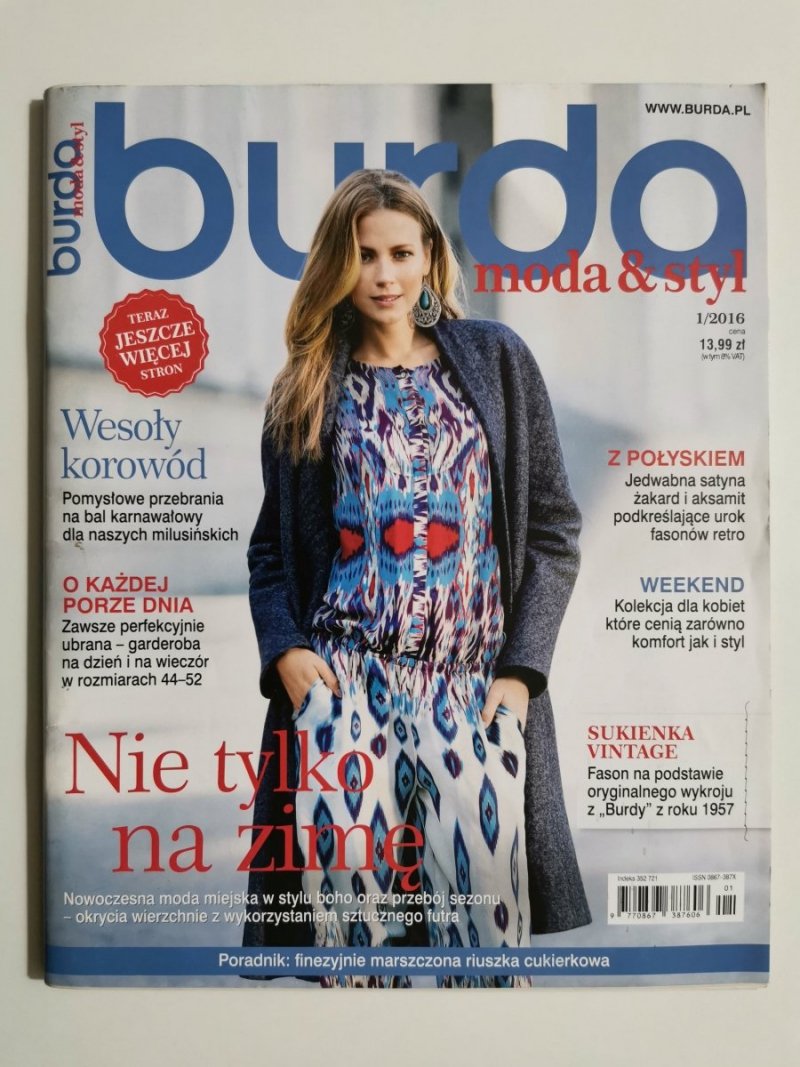 BURDA MODA STYL NR 1/2016 NIE TYLKO NA ZIMĘ