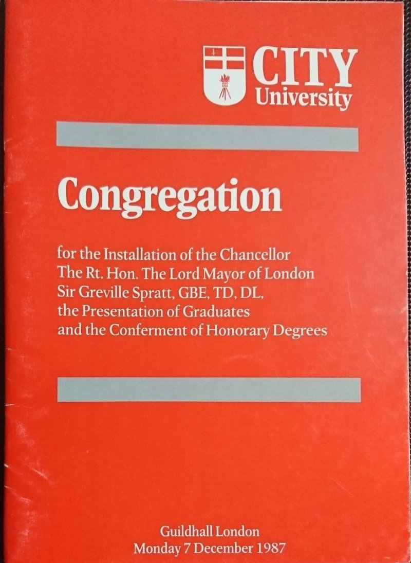 CITY UNIVERSITY. CONGREGATION 1987
