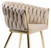 Krzesło welurowe plecione COFTON gold VELVET beżowy