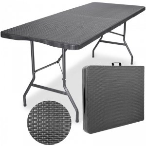 Stół cateringowy RATTAN składany w walizkę - 180 cm szary