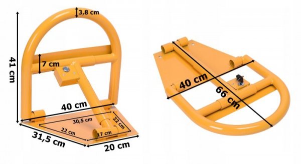 Blokada parkingowa zapora 40 cm  z kluczami