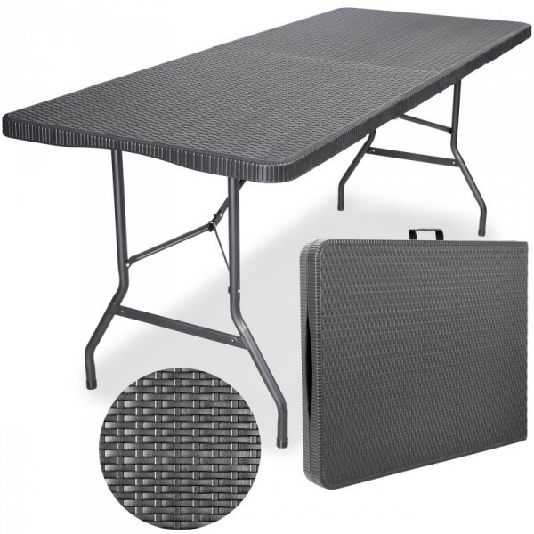 Stół cateringowy RATTAN składany w walizkę - 180 cm szary