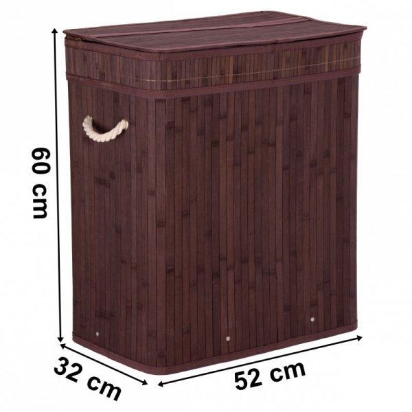 Kosz na pranie bambusowy z pokrywą 100L wenge