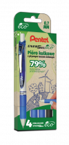 Pióro kulkowe ENERGEL 3x niebieski, 1x czarny komplet 4sztuk BL77E PENTEL