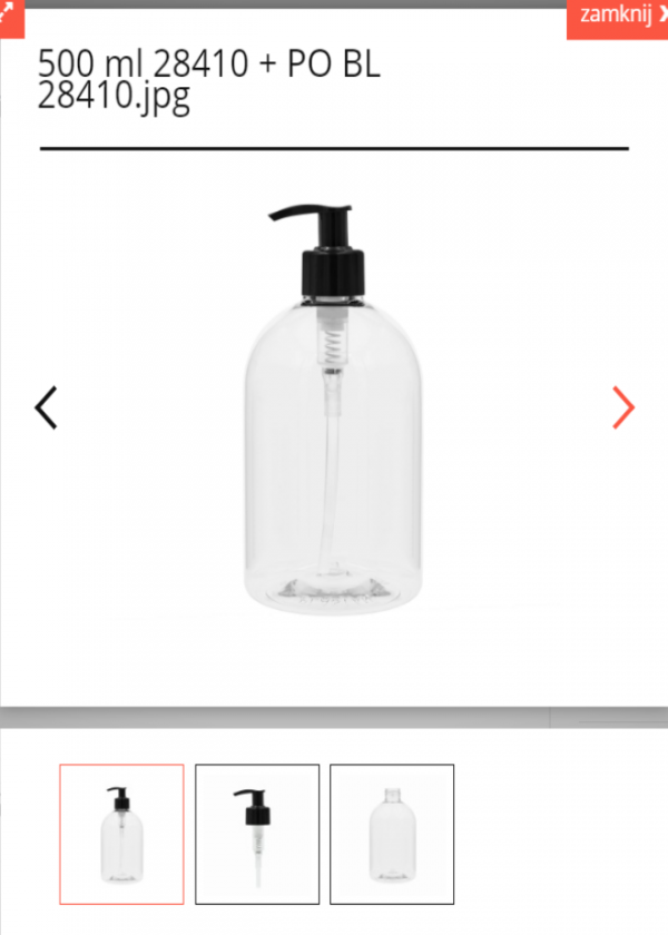 Dozownik 500 ml Butelka PET pompka czarna