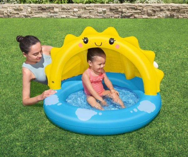 Bestway 52637 Basenik dmuchany z daszkiem i pompowanym dnem Słoneczko 1.01m x 97cm x 71cm