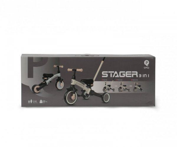 Qplay Rowerek Trójkołowy Stager 3w1 Brown