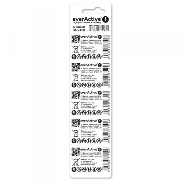 Bateria EVERACTIVE CR2450/DL2450/BR2450 3V litowa blister (5szt)
