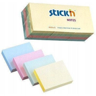 Bloczek samoprzylepny 38x51mm 100k mix pastelowy (12szt) STICK`N 21531