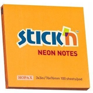 Bloczek STICK`N 76x76mm 100k pomarańczowy neonowy 21164