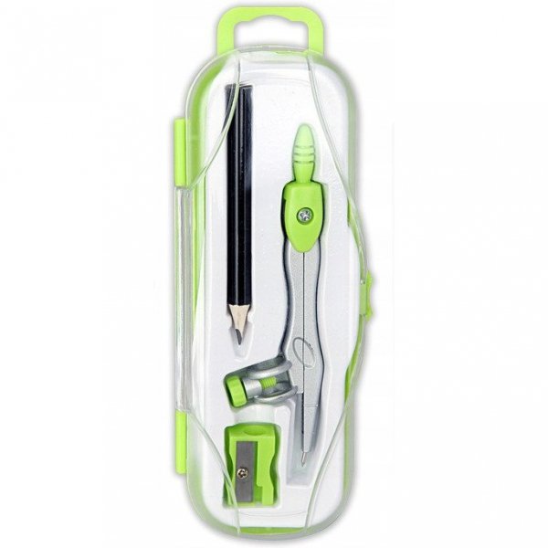 Cyrkiel szkolny z ołówkiem + temperówka w etui PC-102 zielony TT7638 PENMATE