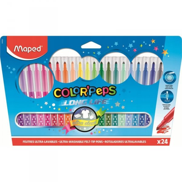 Flamastry trójkątne MAPED COLORPEPS 24kolorów 845022