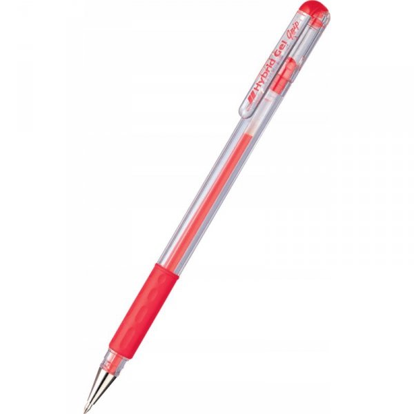Pióro żelowe PENTEL K116 czerwony z gumowym uchwytem Hybrid Gel Grip