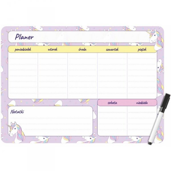 Planer magnetyczny na lodówkę Plan lekcji 35x25cm tygodniowy + marker PM-02-05 BIURFOL