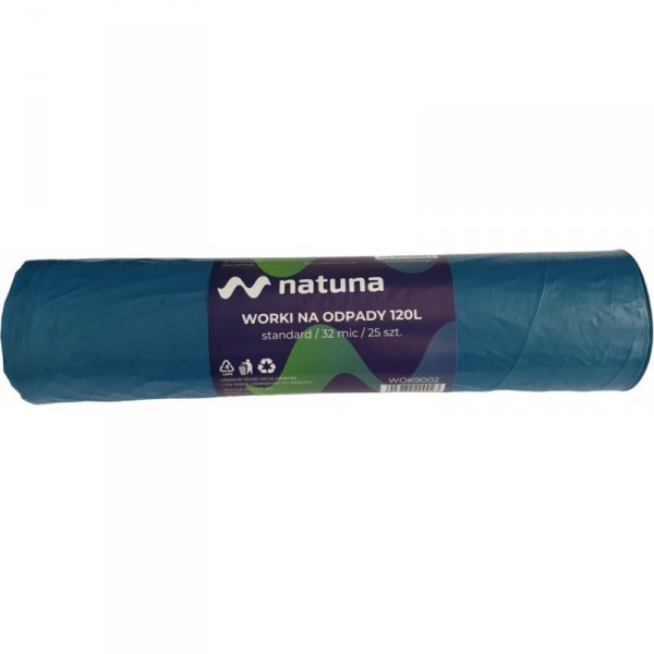 Worki na śmieci 120L 32mic LDPE standard NATUNA (25szt) niebieskie