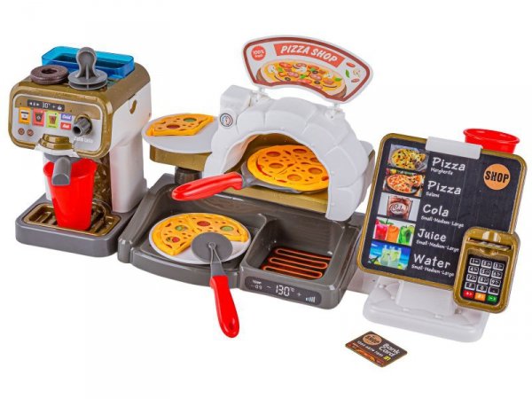 Zestaw do Pieczenia Pizzy Edukacyjna Zabawka Sklep Pizzeria Pizza Ekspres Do Kawy Kasa Fiskalna