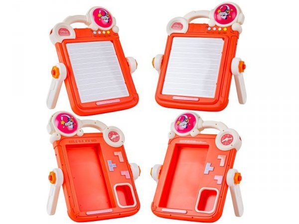 Wielofunkcyjna Dwustronna Tablica 2w1 Zmazywalna Klocki Układanka Edukacyjna CZERWONA