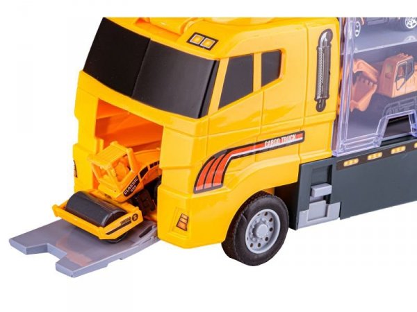 Ciężarówka, Transporter + Auta, Otwierana Laweta, Pojazdy Budowlane + Helikopter 12w1