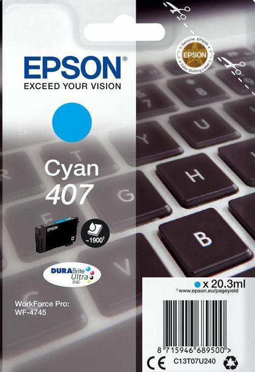 Epson Tusz WF-4745 C13T07U240 Cyan 1900 stron  20,3ml
