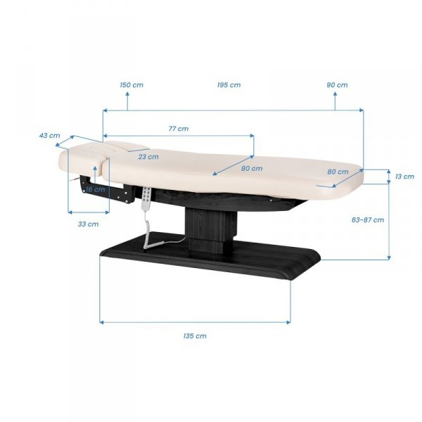 Leżanka SPA Sillon Relax kremowa z czarną podstawą