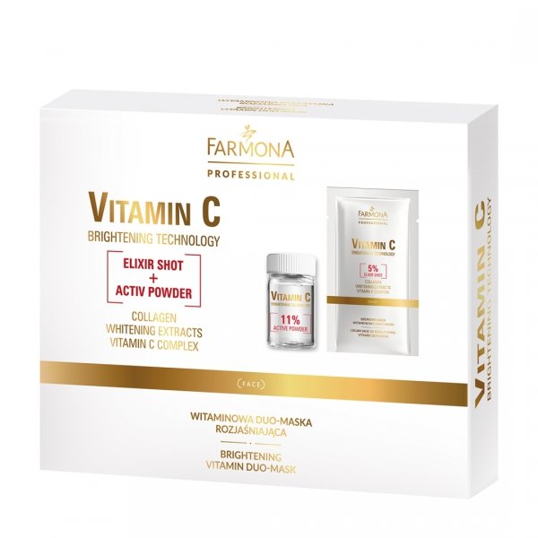 Farmona VITAMIN C Witaminowa Duo-maska rozjaśniająca 5 ampułek x 2g, 5 saszetek x 12 g
