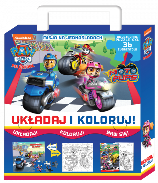 Psi Patrol Układaj i koloruj Misja na jednośladach