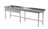 Stół z dwoma zlewami bez półki - komory po lewej stronie 2400 x 600 x 850 mm POLGAST 221246-6-L 221246-6-L