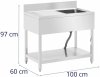 Stół ze zlewem - jednokomorowy - stal nierdzewna - 100 x 60 x 97 cm - Royal Catering RCGS-1B100D6 10013156 4062859232137