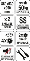 WÓZEK KELNERSKI 2-PÓŁKOWY YATO YG-09090 YG-09090