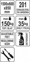 STÓŁ PRZYŚCIENNY Z PÓŁKĄ SKŁADANY 1500×600×H850+100 mm YATO YG-09024 YG-09024