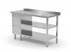 Stół przyścienny szafka z dwiema szufladami i dwiema półkami - szuflady po lewej stronie 1600 x 700 x 850 mm POLGAST 125167-L/2 125167-L/2