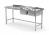 Stół z dwoma zlewami i otworem na odpadki - komory po prawej stronie 1500 x 600 x 850 mm POLGAST 246156-P 246156-P
