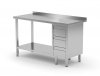 Stół przyścienny szafka z trzema szufladami i półką - szuflady po prawej stronie 1600 x 700 x 850 mm POLGAST 125167-3-P 125167-3-P