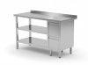 Stół przyścienny szafka z dwiema szufladami i dwiema półkami - szuflady po prawej stronie 800 x 700 x 850 mm POLGAST 125087-P/2 125087-P/2