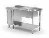 Stół ze zlewem, półką i szafką z drzwiami na zawiasach - komora po prawej stronie 1700 x 600 x 850 mm POLGAST 216176-P 216176-P
