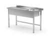 Stół ze zlewem bez półki - komora po prawej stronie 1300 x 600 x 850 mm POLGAST 211136-P 211136-P