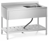 Stół ze zlewem - 1 komora - rant - półka ROYAL CATERING 10011686 RCSSS-120X60-S