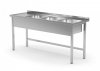 Stół z trzema zlewami bez półki - komory po prawej stronie 1500 x 600 x 850 mm POLGAST 223156-P 223156-P