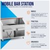  Mobilna stacja barmańska - komora na lód i uchwyt na butelkę - lada 150 cm o wyglądzie drewna - Royal Catering 10013322 RCMBS-150