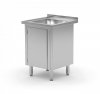 Stół ze zlewem, szafka z drzwiami na zawiasach 600 x 600 x 850 mm POLGAST 218066-1 218066-1