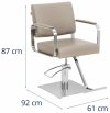 Fotel fryzjerski z podnóżkiem - 50 - 66 cm - 200 kg - beżowy / srebrny Physa 10040889 PHYSA OTLEY BEIGE_SILVER