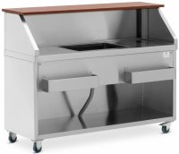 Mobilna stacja barmańska - komora na lód i uchwyt na butelkę - lada 150 cm o wyglądzie drewna - Royal Catering 10013322 RCMBS-150 