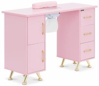 Biurko do manicure - z pochłaniaczem - różowe / złote - 3 szuflady - podpórka pod dłonie Physa 10040782 PHY_MC05 