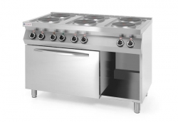 Kuchnia elektryczna 6-płytowa Kitchen Line z konwekcyjnym piekarnikiem elektrycznym GN 1/1 HENDI 226247 226247