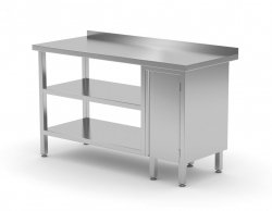 Stół przyścienny szafka z drzwiami na zawiasach i dwiema półkami - szafka po prawej stronie 1000 x 600 x 850 mm POLGAST 126106-P/2 126106-P/2