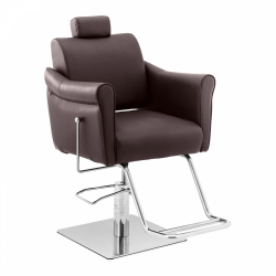 Fotel fryzjerski z podnóżkiem - 1020 - 1170 mm - 200 kg - brązowy, srebrny Physa 10040614 PHYSA HEDON BROWN