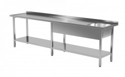 Stół ze zlewem i półką - komora po prawej stronie 2000 x 600 x 850 mm POLGAST 212206-6-P 212206-6-P