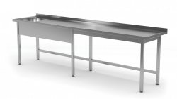 Stół ze zlewem bez półki - komora po lewej stronie 2500 x 600 x 850 mm POLGAST 211256-6-L 211256-6-L