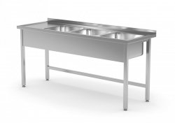 Stół z trzema zlewami bez półki - komory po prawej stronie 1800 x 700 x 850 mm POLGAST 223187-P 223187-P